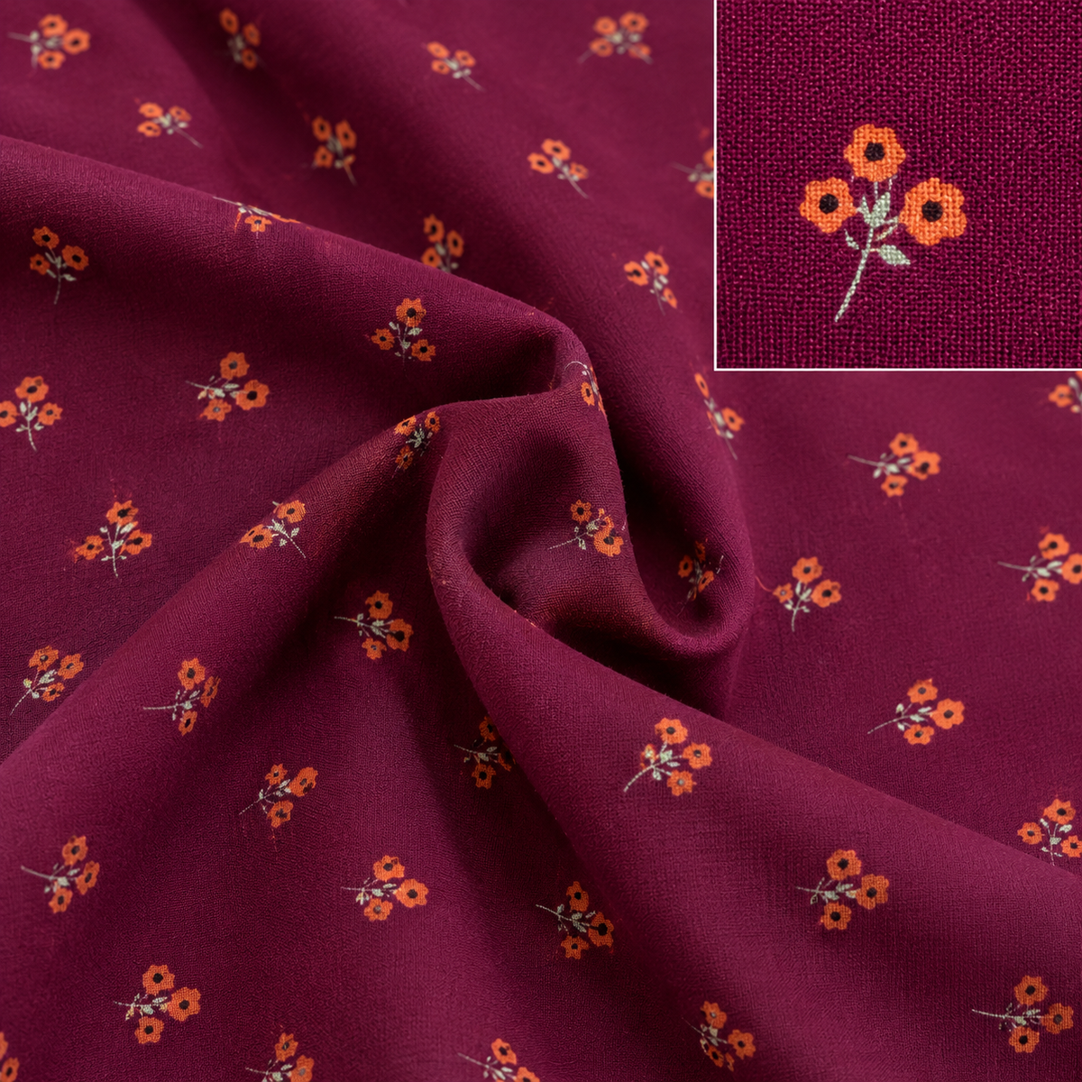 Women’s Maroon Floral Printed 2-Piece Unstitched Suit | Premium Fabric