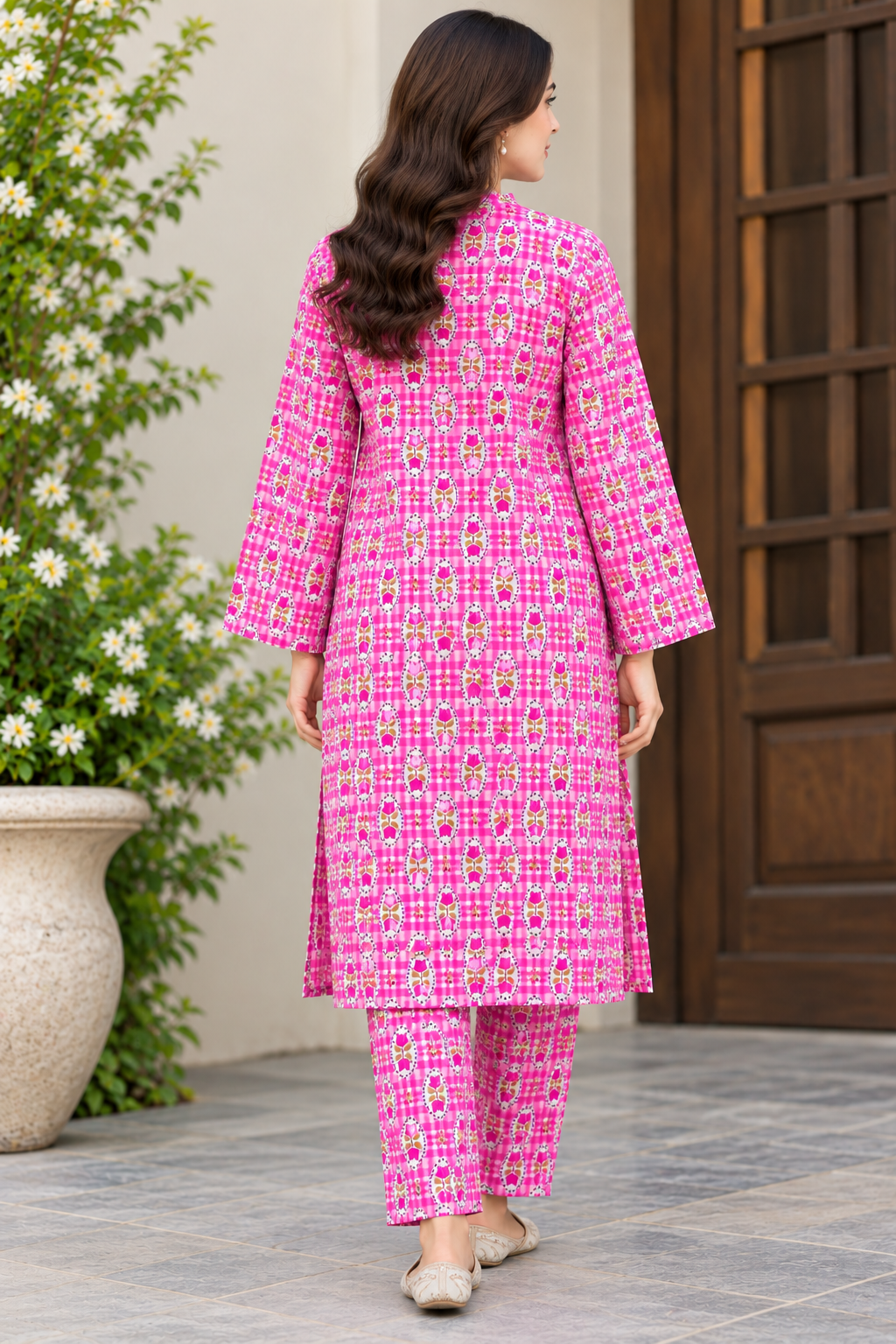 Women’s Pink Floral Printed 2-Piece Suit | All-Over Print