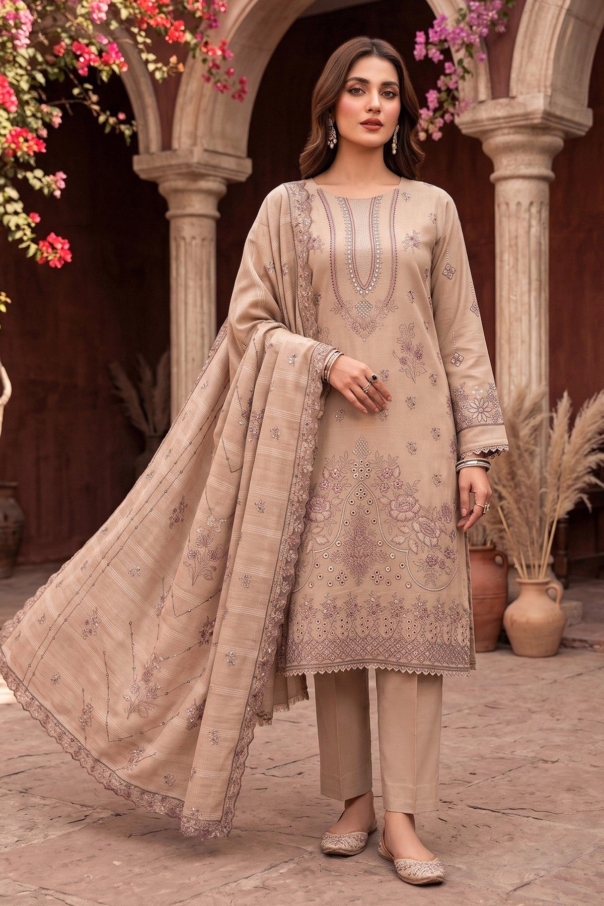 Zaina Ameer Premium Peach Slub - Design 07 (Fawn)