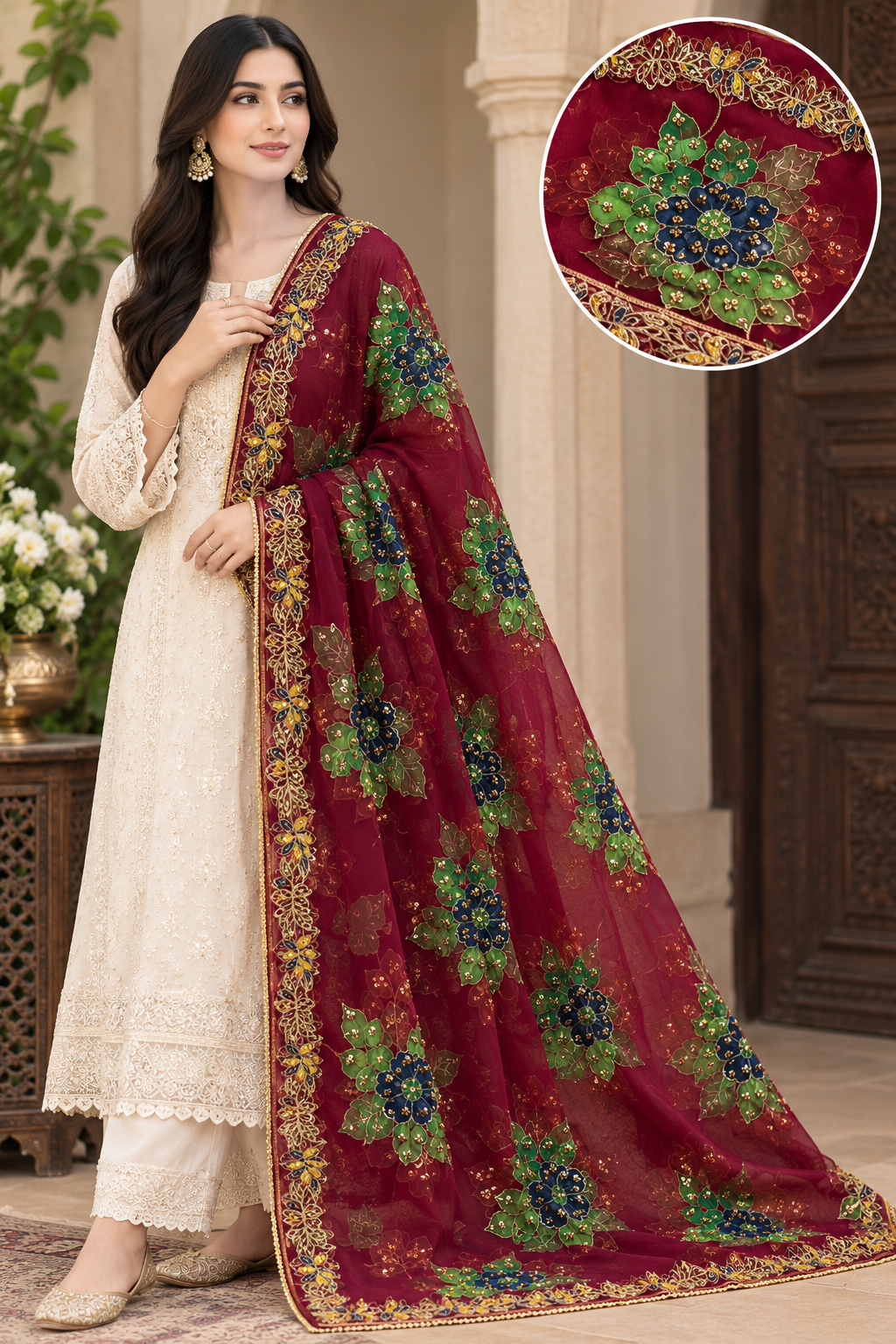 Premium Embroidered Organza Dupatta