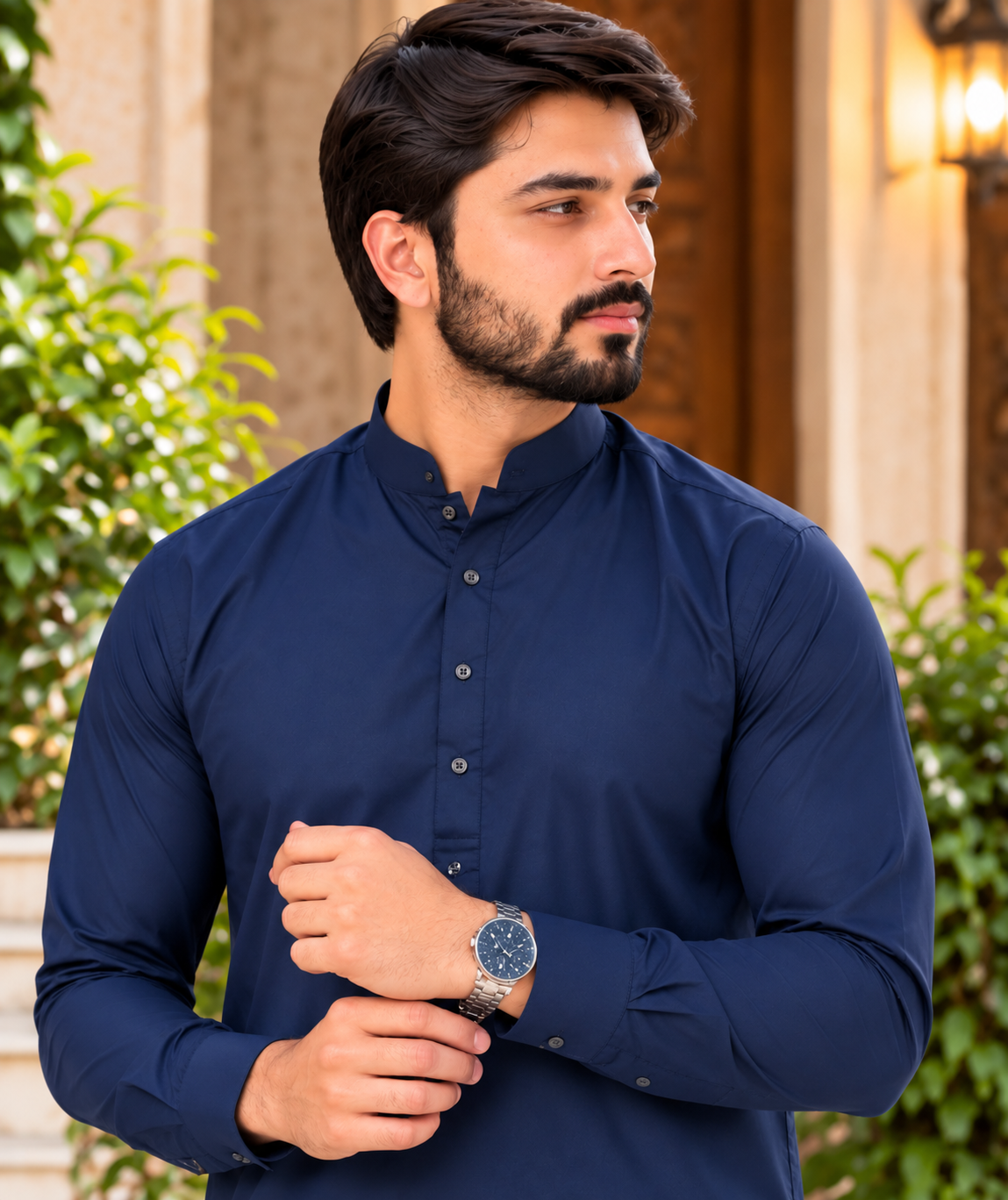 Zinc blue wash and wear men's shalwar kameez by Ruhaan Fabric - view 2