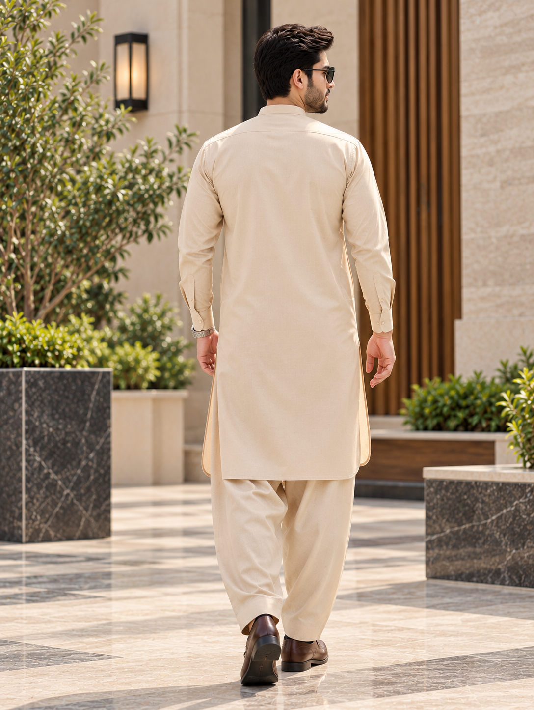 Premium Beige Wash & Wear Shalwar Kameez – Classic Comfort D-5004