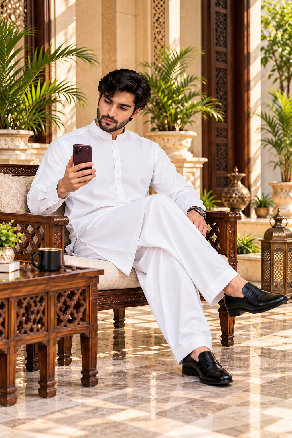 Premium White Hard Cotton Fabric – Men's Unstitched Suit