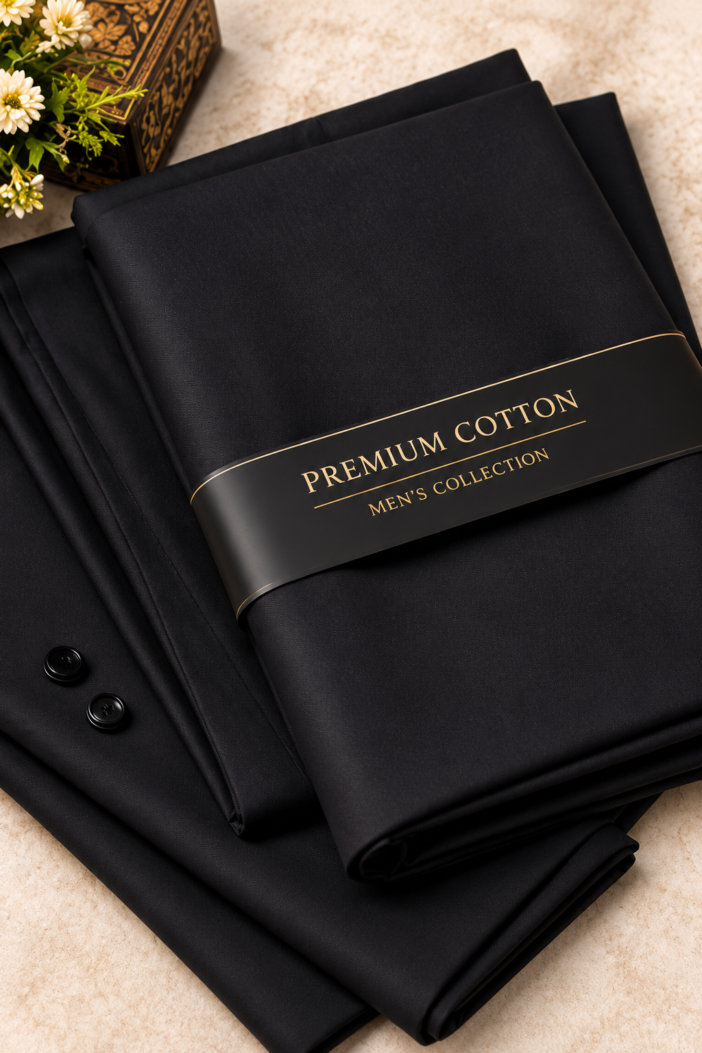 Premium Black Soft Cotton Men's Unstitched Suit – Exclusive Men's Collection