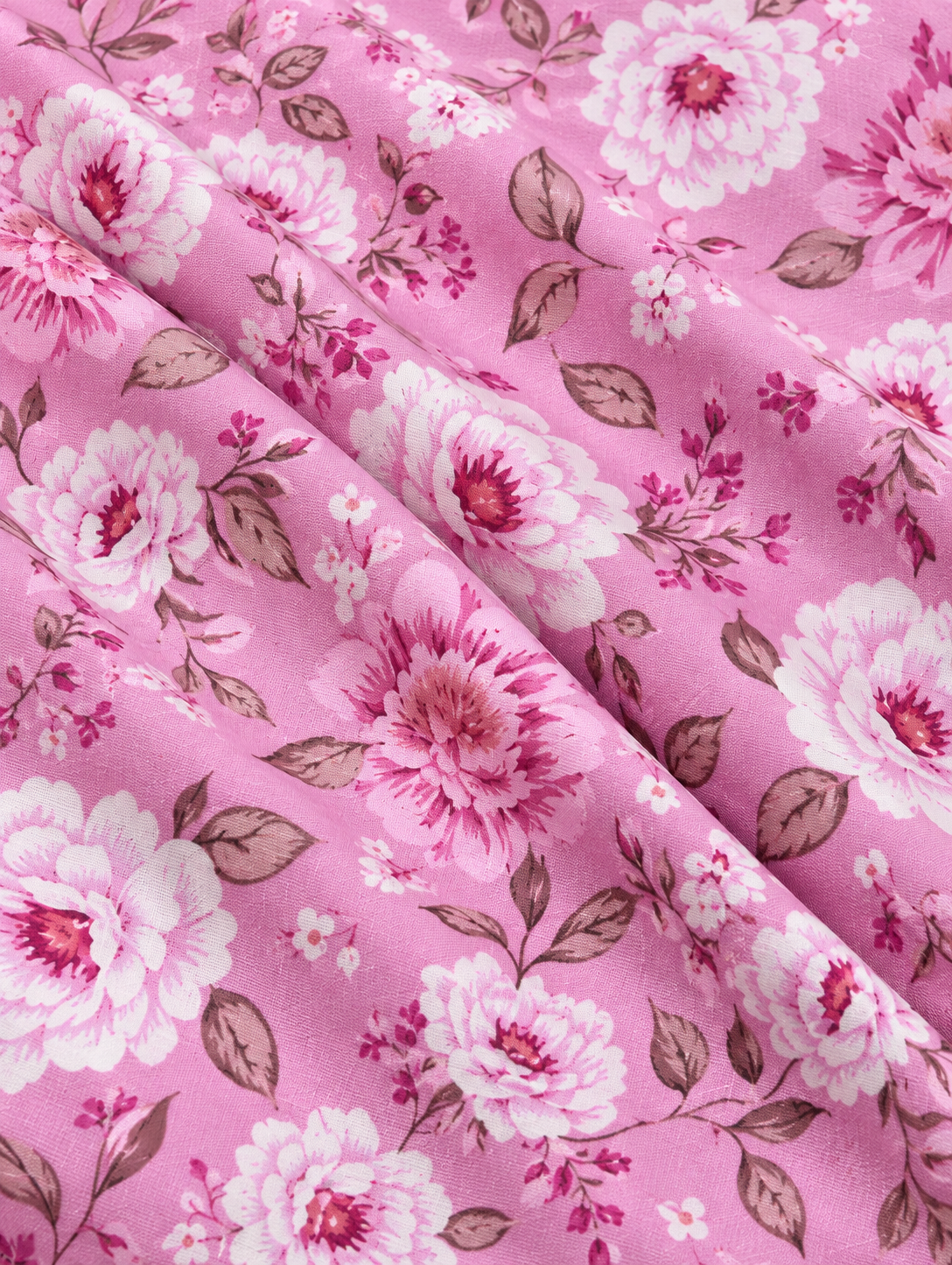 Premium Printed Linen 2-Piece Unstitched Suit – Pink Floral Print | 5 Meter D-1103