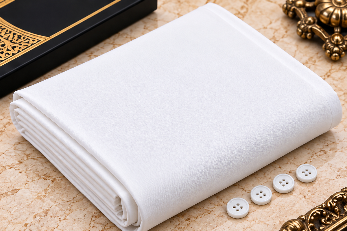 Premium White Hard Cotton Fabric – Men's Unstitched Suit