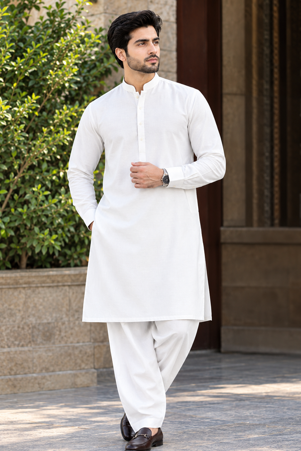 Premium White Winter Cotton Fabric for Men