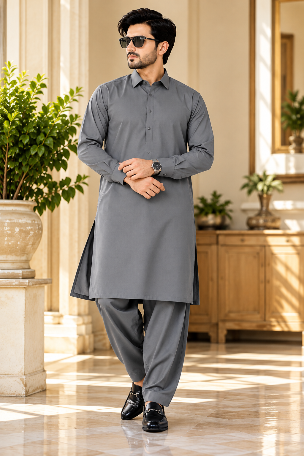 Premium Grey Soft Cotton Men's Unstitched Suit – Exclusive Men's Collection