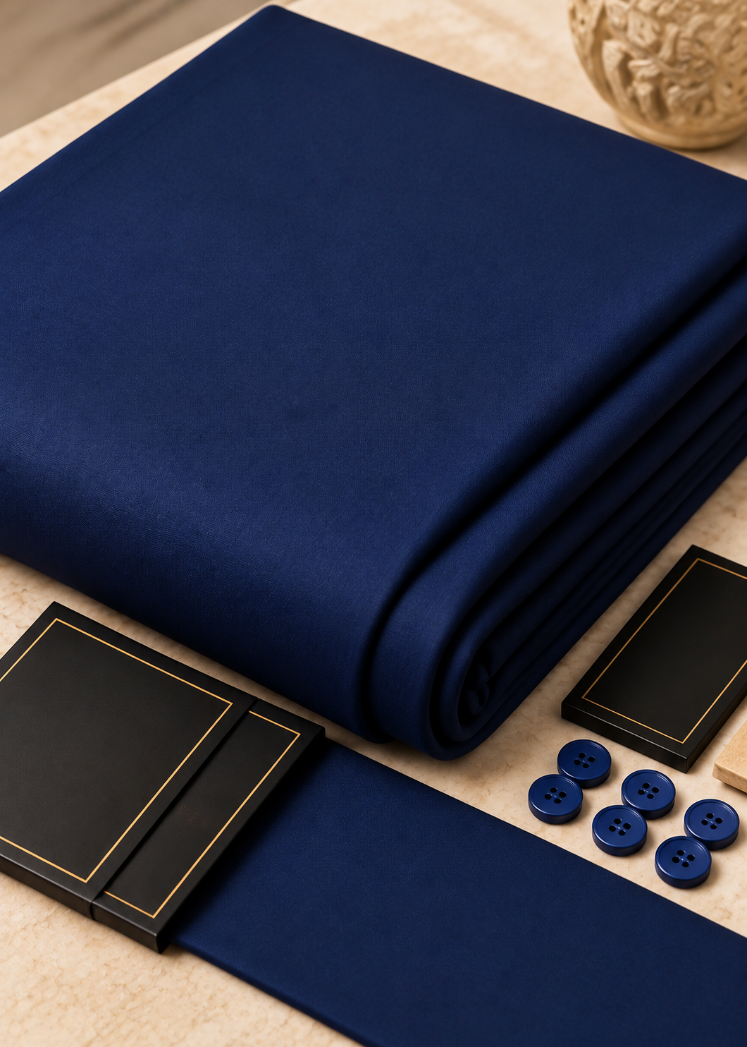 Premium Navy Blue Hard Cotton Fabric – Men's Unstitched Suit